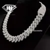 Heren diamanten sieraden hiphop ketting Prong Set 15 mm breedte 925 sterling zilver 2 rijen echte moissanite Cubaanse