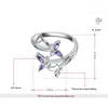 Cluster Rings Garilina Simple Fashion Jewelry Wholesale Silver Color Purple Cubic Zirconia Butterfly Ring For Women AR2292