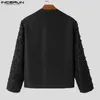 Ternos masculinos incerun tops 2023 estilo coreano moda fofo tecido cortado blazers casual streetwear sólido manga comprida terno casacos S-5XL