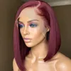 Luvkisshair Sext Side Part Burgundy غير متناظرة 13 × 4 الدانتيل الجبهي بوب الأمامي