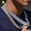 Plein glacé 3 rangées miami cubain en gros 19mm 18k plaqué or collier cubain hommes hip hop mode 5a cz cubain