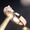 고급스러운 품질 오픈 한 펑크 캣파운 링 다이아몬드 및 파스 레 스타일 여성 약혼 보석 선물 18K 로즈 골드 PL179F