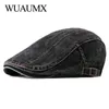 Berretti Wuaumx Casual Primavera Estate Berretti Cappello Uomo Donna Denim sboy Berretti Visiere Cotone Cabbie Berretto a spina di pesce Berretto piatto edera a becco d'anatra 231204