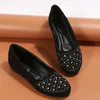 Zapatos de vestir para mujer Shine Rhinestone Flats Round-Toe Slip On para damas negras Zapatos de barco Mujer