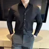 Men's Casual Shirts High-quality V-neck Men Temperament Versatile Slim Business Dress Shirt Social Party Camisa Masculina Clothing