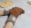Nouveaux gants classiques de styliste automne couleur unie mode lettre homme et femme mitaines hiver luxe cinq doigts gant cinq couleurs