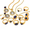 Anelli a grappolo Set di anelli in pietra naturale vintage per le donne Design retrò di lusso Lapislazzuli Regalo di gioielli in acciaio inossidabile da donna Anelli Mujer