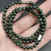 Certifié vert huileux naturel A Jade jadéite sculptée perles de 5.8MM collier de 21 pouces