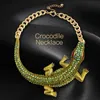 Punk Sieraden Ketting Alligator Hagedis Kameleon Cool Animal Sieraden Hanger Ketting Met Acryl Strass voor Vrouwen Tiener Girl291V