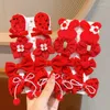 Hair Accessories 10Pcs/Set Children Year's Gift Hairpin Chinese Red Celebration Headwear Cute Side Clip Girls Headdress