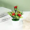 Fleurs décoratives Plante en pot artificielle 5 petits lotus simulés en plastique fleur bonsaï pour la maison fête jardin décor de bureau faux ornements