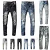 Mäns jeans denim Nyaste herrdesigner Jean Estruerad Ripped Biker Slim Fit Motorcykel för män Fashion Black Pants