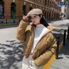 Women's Trench Coats Parkas Women Autumn Winter Short Adjustable Waist Drawstring High Collar Solid Pockets Puffer Jacket Korean Style Basic