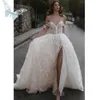 Свадебные платья в стиле бохо с цветочным принтом, арабские свадебные платья трапециевидной формы с открытыми плечами, кружевные аппликации для невесты, Vestidos de Novia YD