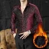 Camicie casual da uomo Lusso elegante Autunno inverno di alta qualità caldo luminoso per abbigliamento da uomo Camicia sociale slim fit