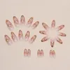 Faux ongles 24pcs paillettes d'or couverture complète français faux court amande clair portable ballet presse sur manucure ongles conseils