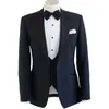 Garnitury męskie granatowe biznesmee business men Suit One Button szczyt Lapel Wedding Tuxedos dla Trzyczęściowej