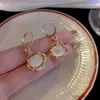 Charm New White Opal Full Rhinestone Golden Earrings Women's Luxury Personality Fashion Earrings Wedding Jewelry Birthday Presents R231204