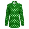 Damesblouses Witte Polka Dot losse blouse Kerstgroen Koreaanse mode Oversize vrouw met lange mouwen Mooi shirt Lente bedrukte top