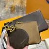 femmes porte-monnaie clé pochette sacs à main portefeuille sac accessoires porte-carte marron lettre fleur bracelet pochettes avec boîte 3pcs ensemble 218v