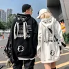 Kadın Hoodies Beyaz Siyah Mektubu Baskı Hooded Sweatshirt ORINT Üstünde Kadın Giyim Metni Top Yenilik XXL Goth Kış Soğuk