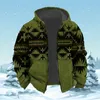 Men's Hoodies Warm Hoodie 2023 Winter Zip Up For Men Fleece Hood Jacket Clothing Tribal Traditional Print Sweatshirts Holiday Outerwear