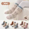 Barnstrumpor 3pairs/Set Autumn New Style Thick Warm Baby Socks Newborn Baby Girl Boy Socks Barnens strumpor Spädbarn för vintern R231204