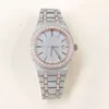 Anpassad lyxig rostfritt stål VVS Moissanite Iced Out Band Wrist Automatic Watch