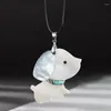 Colares Pingente Natural Branco Mãe de Pérola Inlay Abalone Seashell Bonito Filhote de Cachorro Colar Chinês Zodíaco Animal Dangle Gargantilha Jóias