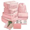 9pcs / set pack de voyage organisateur de bagages vêtements cas de rangement de haute qualité sac de toilette cosmétique étanche accessoires de voyage 211279c
