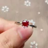 Myanmar Ruby Ring 0.4ct 4mmx5mm Natural Ruby Silver Ring for Daily Wear 18K Gold Plating Silver Ruby Jewelry