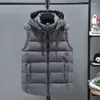 Gilets pour hommes Gilet de mode coréenne Hiver Vestes sans manches Hommes à capuche chaude 2023 Casual Outwear Chapeau détachable extérieur