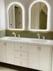 Torneiras de pia de banheiro, lavatório inteiro, madeira de borracha, resistente à pintura, espelho inteligente