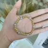 Bracelets à maillons pour femmes, dernière conception, perles en Zircon scintillantes, perles en laiton plaqué or 18 carats, cordon élastique réglable