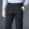 Men's Pants Autumn Winter Solid High Waisted Button Zipper Pockets Casual Wide Leg Vacation Trousers Fashion Loose Office Lady