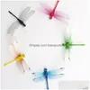 Trädgårdsdekorationer trädgård dekoration tillbehör 50 st/set simation colorf fluorescerande dragonfly kreativ magnetisk kylskåp falsk l dhzni