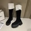 Height Increasing Shoes Cow Suede OvertheKnee Modern Boots 2024 Fashion Square Heel Women's Winter Adult Turner Edge 231204