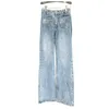 Jeans denim da donna di nuovo design a vita alta con lettere larghe che bordano pantaloni lunghi SMLXLXXL