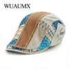 Basker wuaumx unisex basker hattar för män kvinnor bomull fritid visir vår sommar sol hatt platt basker cap Casquette gorras planas 231204