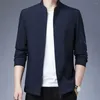 Men's Jackets Men Jacket Casual Slim Fit Stand Collar Suit With Zipper Cardigan Business Pockets For Spring Fall