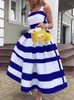 Casual Dresses Uoozee Female Elegant Chic Striped Party Evening Dress 2023 Summer Sleeveless Square Neck Halter A-Line Maxi For Women