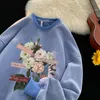Erkek Hoodies Sweatshirts Vintage Floral Graphic Erkekler Sweatshirt 2023 Sonbahar Gotik Yuvarlak Yuvarlak Pullover Hip Hop Sokak Giyim Y2K 231202