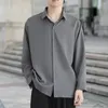 Mäns casual skjortor Män enbröd topp Stylish Formal Business Shirt Classic Turn-Down Collar Loose Fit Pure Color for Fall