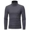 Mäns kostymer A3078 Autumn Winter Thermal Long Sleeve Roll Turtleneck T-shirt Solid Color Topps Male Slim Basic Stretch Tee Top