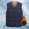 Gilet da uomo Gilet da uomo invernale imbottito spesso sciolto antivento con scollo a V design monopetto calda fodera in peluche senza maniche