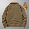 Heren Jassen Winter Mannen Dikke Warme Corduroy Thermische Windjack Bontkraag Single Breasted Jassen Mannelijke Casual Fleece Parka Uitloper