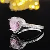 Klusterringar 2023 hjärtformad rosa silver söt mode promise ring kvinnor fest gåva finger gratis leveransartikel koreansk r1707 231204