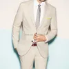 Men's Suits 2 Piece Casual Men Beige Groom Tuxedo For Wedding With Notched Lapel Slim Fit Male Fashion Blazer Pants