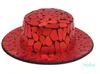 Basker högklassig spot borr kupol platt topp hatt wafer lins dekorativa mode fedora hattar män kvinnor scen prestanda filt