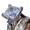 Zestaw obrączki dla kobiet olśniewający kwadratowy cyrkonia luksusowy pierścień1512314